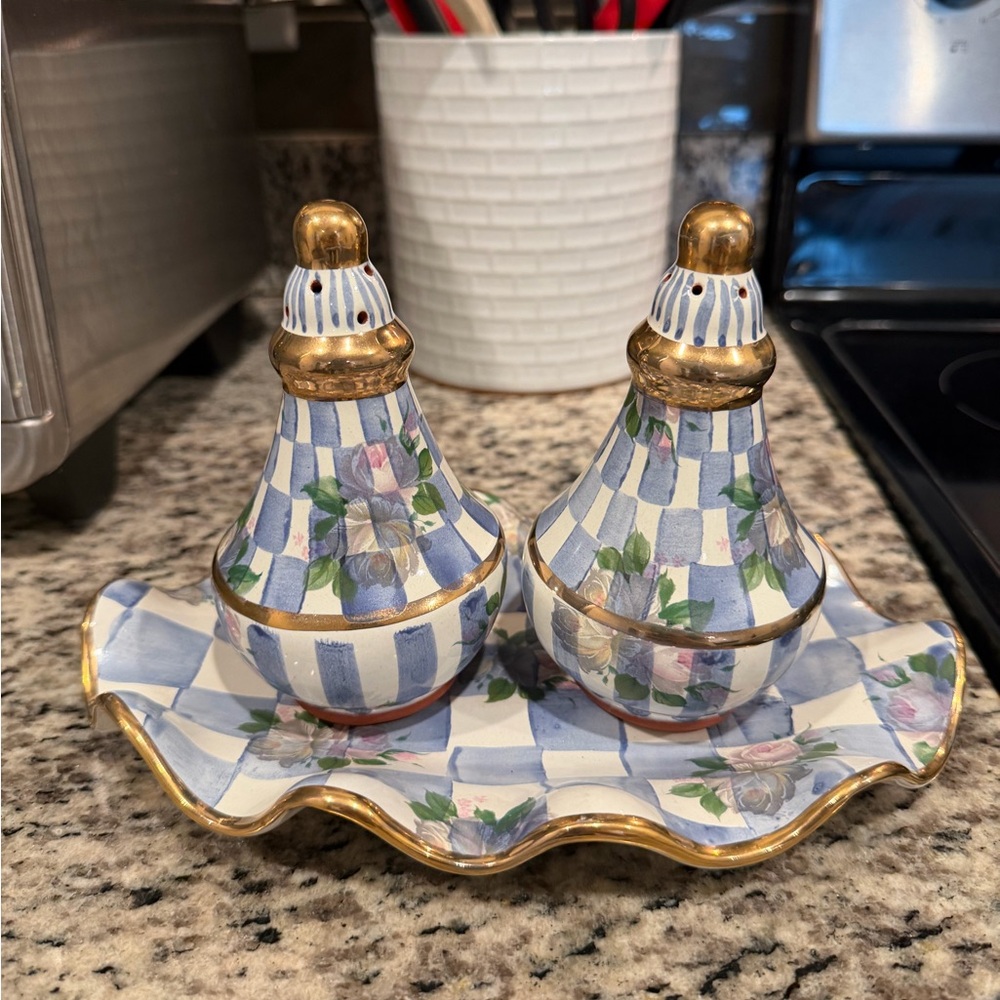Vintage MacKenzie-Childs salt and pepper shakers